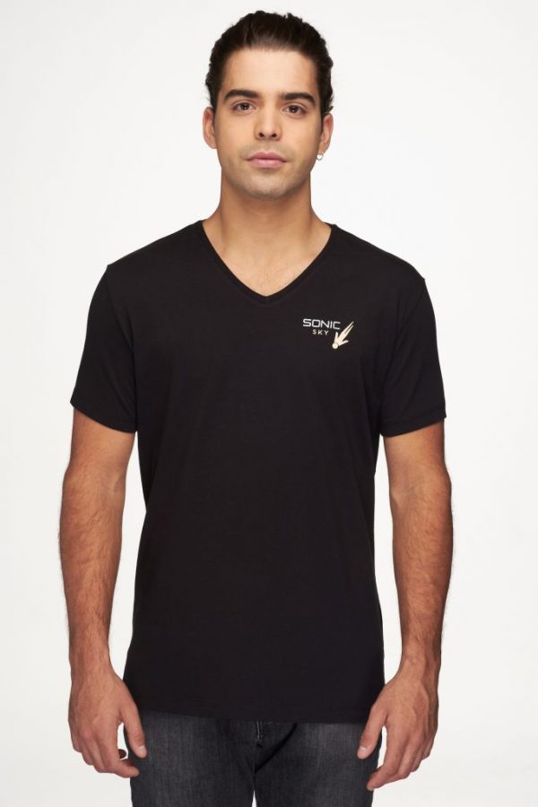 TM0003-002 Men T-Shirt V-Neck black front